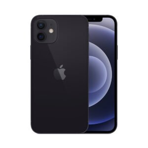 Apple iPhone 12 in Black, front and rear views