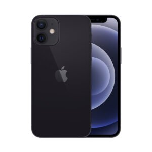 Apple iPhone 12 mini in Black, front and rear views