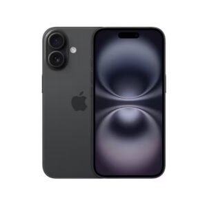 Apple iPhone 16 Plus in Black, front and rear views